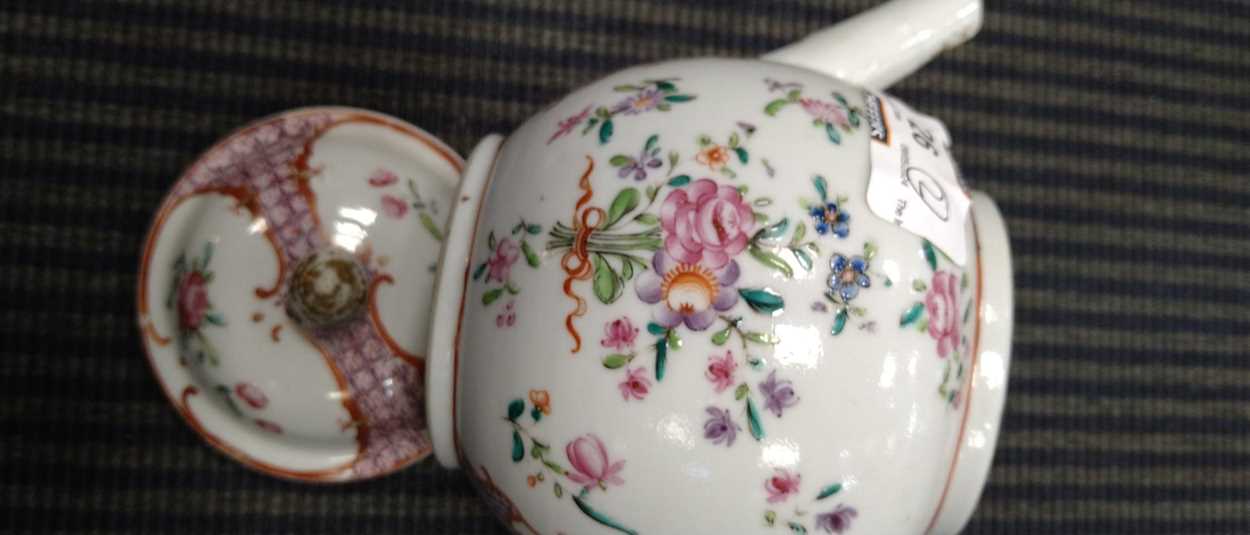 An 18th century pearlware teapot and another Chinese teapot, 18cm high (2) please see further - Image 18 of 19