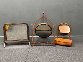 Three mahogany dressing table swing mirrors, largest 74 x 56cm