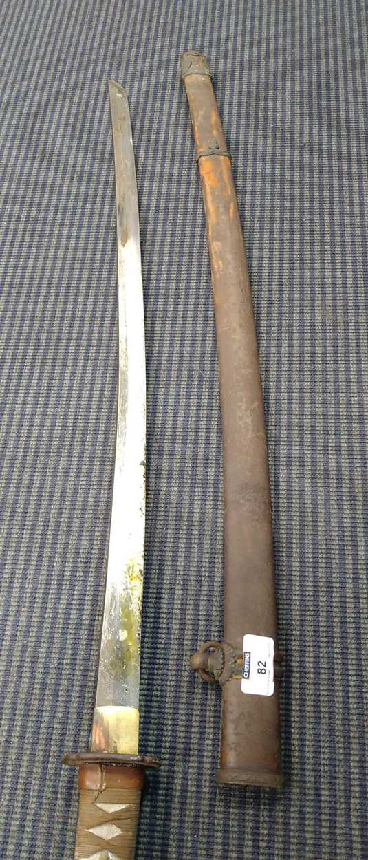 A Japanese WW2 regulation sword with rusted scabbard, of typical design We do not offer a packing - Image 7 of 17