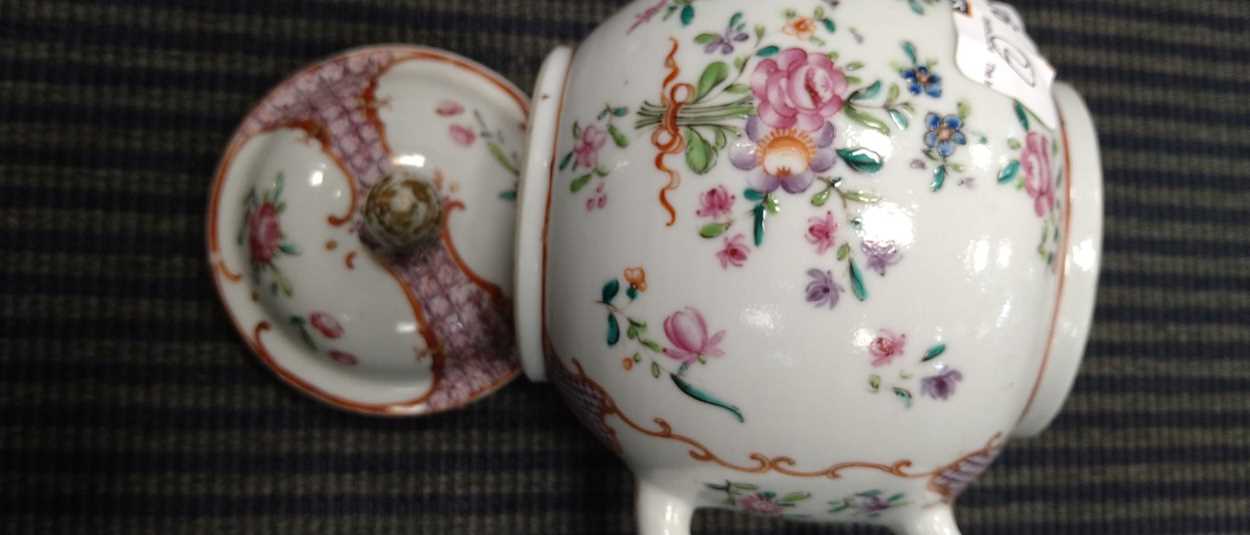 An 18th century pearlware teapot and another Chinese teapot, 18cm high (2) please see further - Image 12 of 19