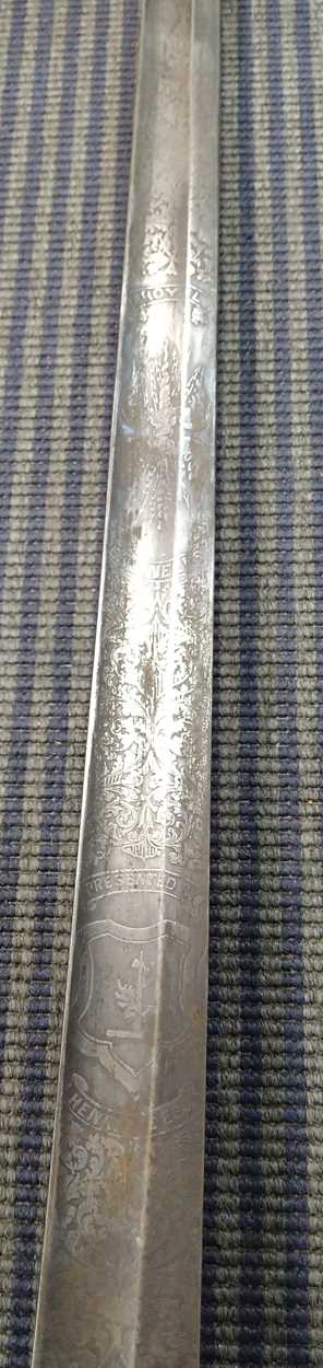 A 'Royal Engineers' officer's sword by Hamburger Rogers & Co, in worn scabbard; chain mail - Image 20 of 22