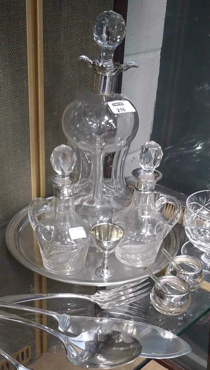 Collection of glassware including silver mounted Mappin & Webb decanter, 2 silver mounted glass - Image 4 of 5