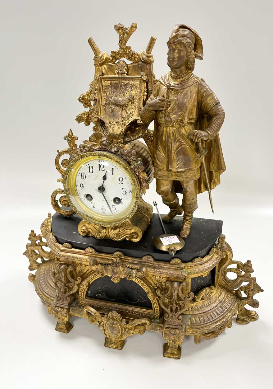A gilt metal mantel clock, late 19th century, - Image 2 of 6