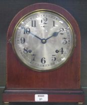 Wm. Gilbert clock Company, Winstead, Conn. USA, an Edwardian mahogany and inlaid arch topped