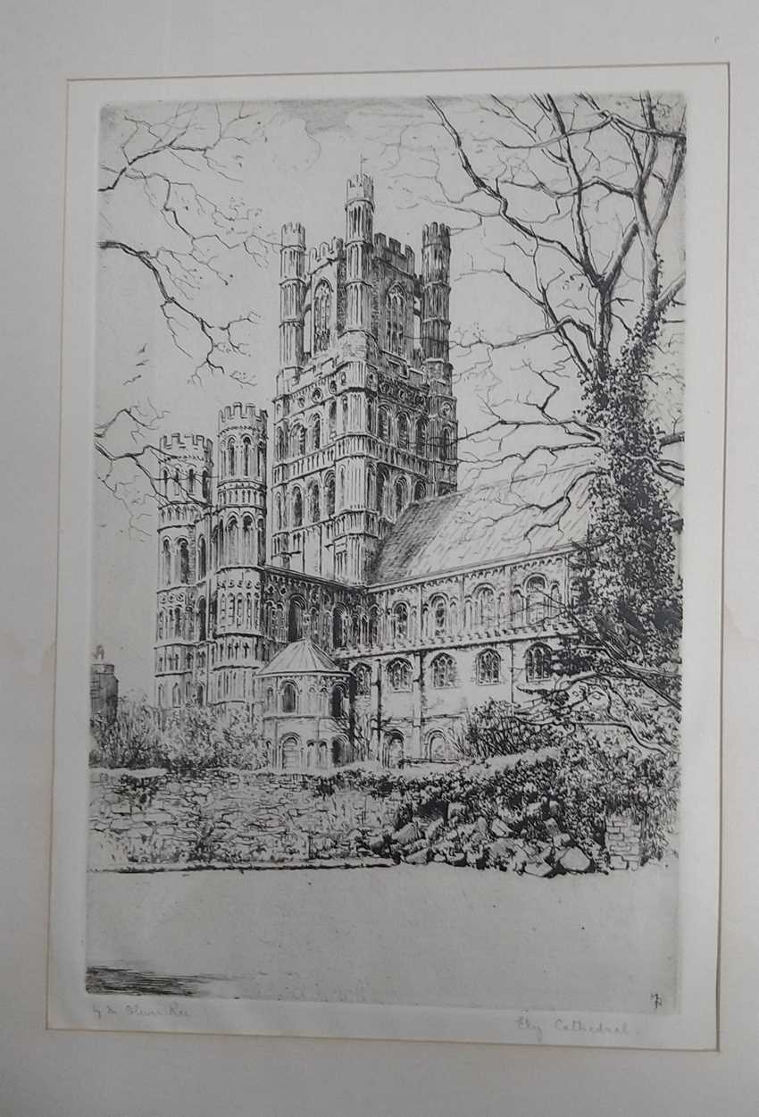 Seven framed prints of Ely and Cambridgeshire, facade of Sidney Sussex College, including a - Image 3 of 8