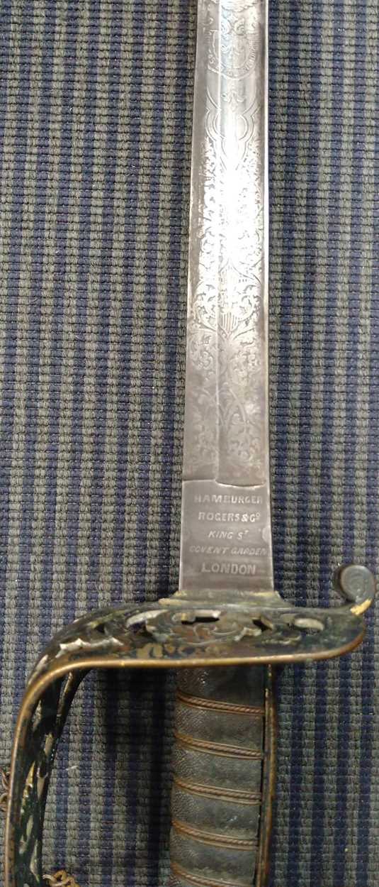 A 'Royal Engineers' officer's sword by Hamburger Rogers & Co, in worn scabbard; chain mail - Image 21 of 22