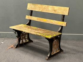 An early 20th century cast iron Great Eastern Railway platform bench, the end supports with