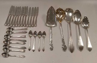 A collection of Danish metalwares silver cutlery and flatware, 514.5g (16.5ozt) weighable silver
