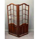A 19th century mahogany two fold screen with glazed top and panelled lower half 184cm height, each