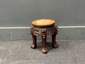 A small Chinese marble topped stand 25 x 21cm