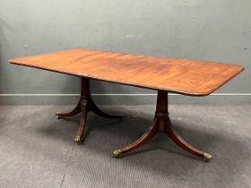 A Regency and later two pedestal mahogany dining table 73 x 194 x 109cm Made in solid timber,