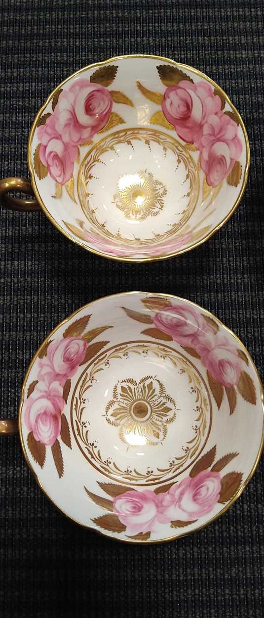 A composed, mostly Foley, rose painted tea service, comprising teapot and cover, two milk jugs, a - Image 21 of 23