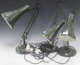 Three Anglepoise lamps, finished in dark green paint (3)