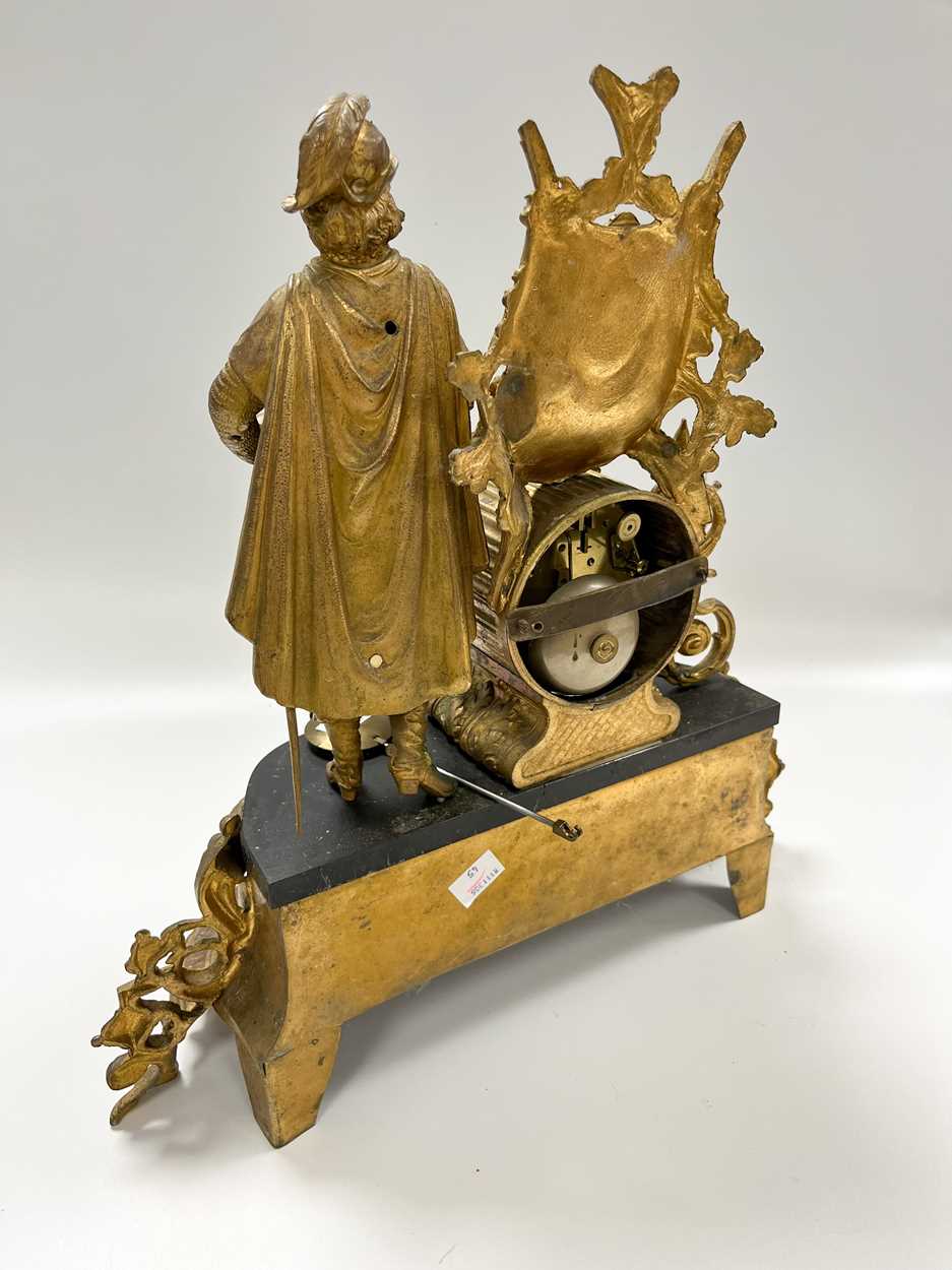 A gilt metal mantel clock, late 19th century, - Image 5 of 6