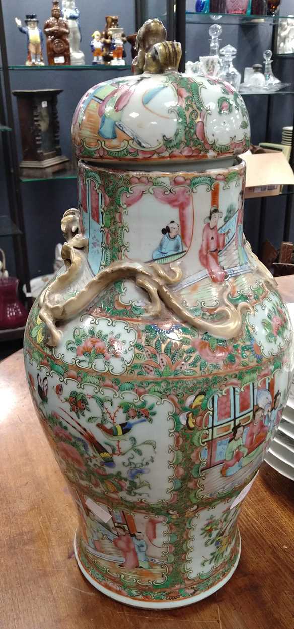 A Chinese Cantonese famille rose vase and cover, - Image 14 of 17