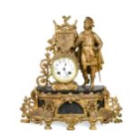 A gilt metal mantel clock, late 19th century,