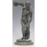 A 19th century bronze of a discus thrower, 27cm high