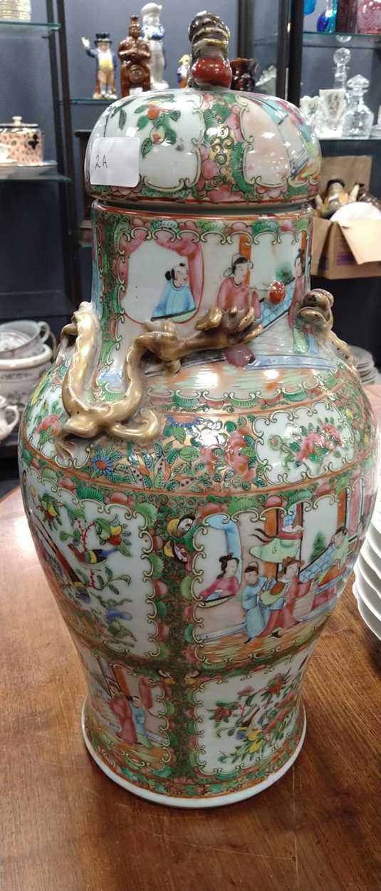 A Chinese Cantonese famille rose vase and cover, - Image 12 of 17