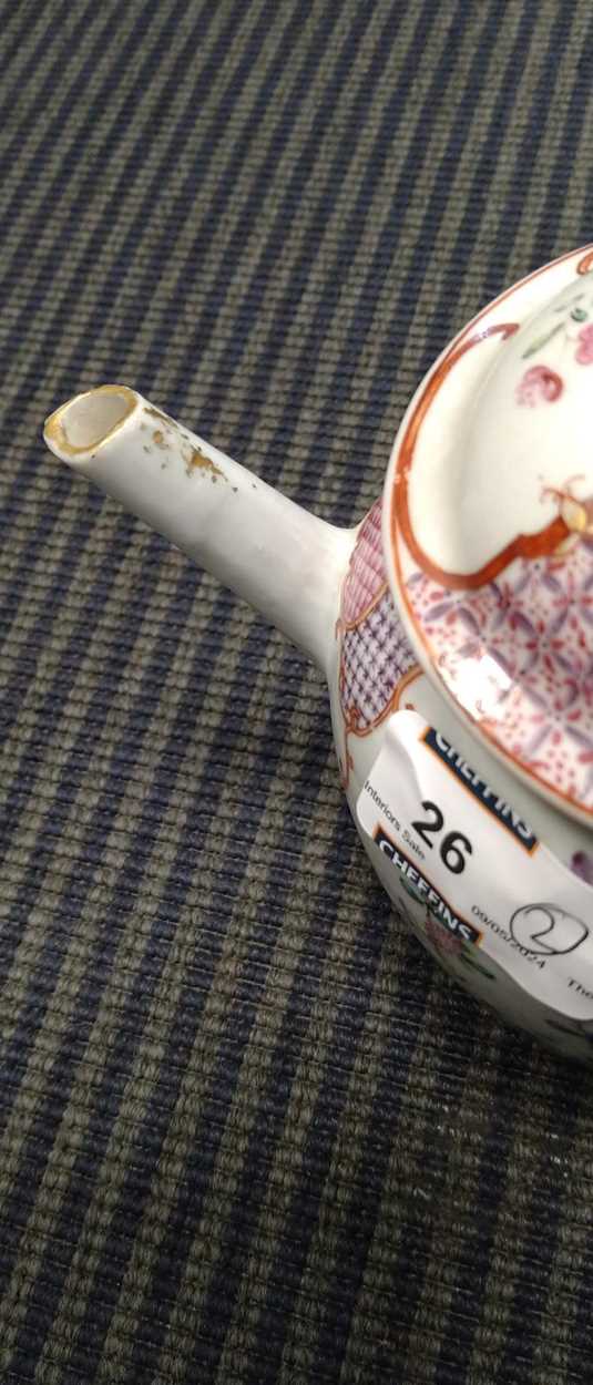 An 18th century pearlware teapot and another Chinese teapot, 18cm high (2) please see further - Image 13 of 19