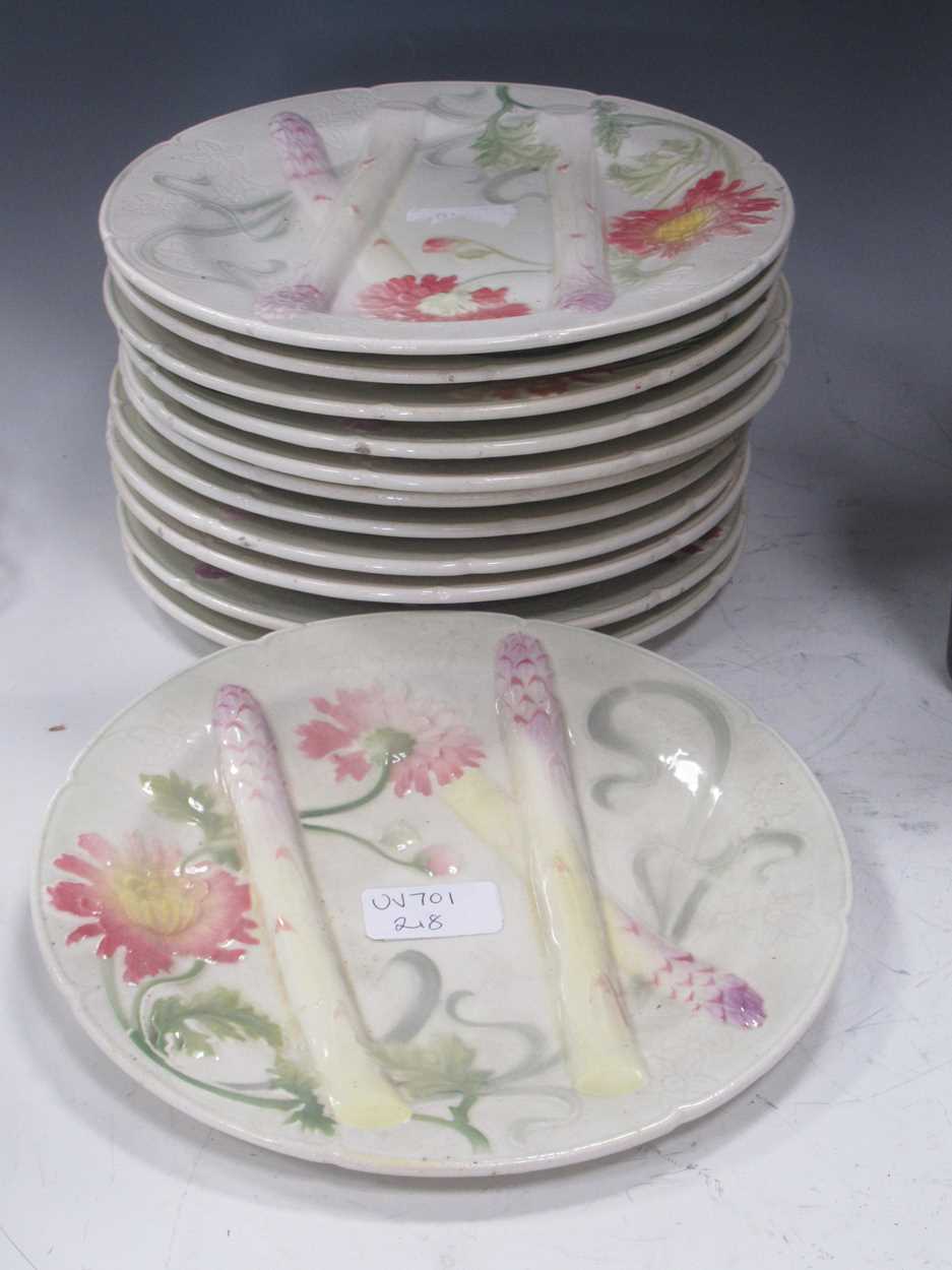 A set of twelve asparagus plates marked St Clement, France