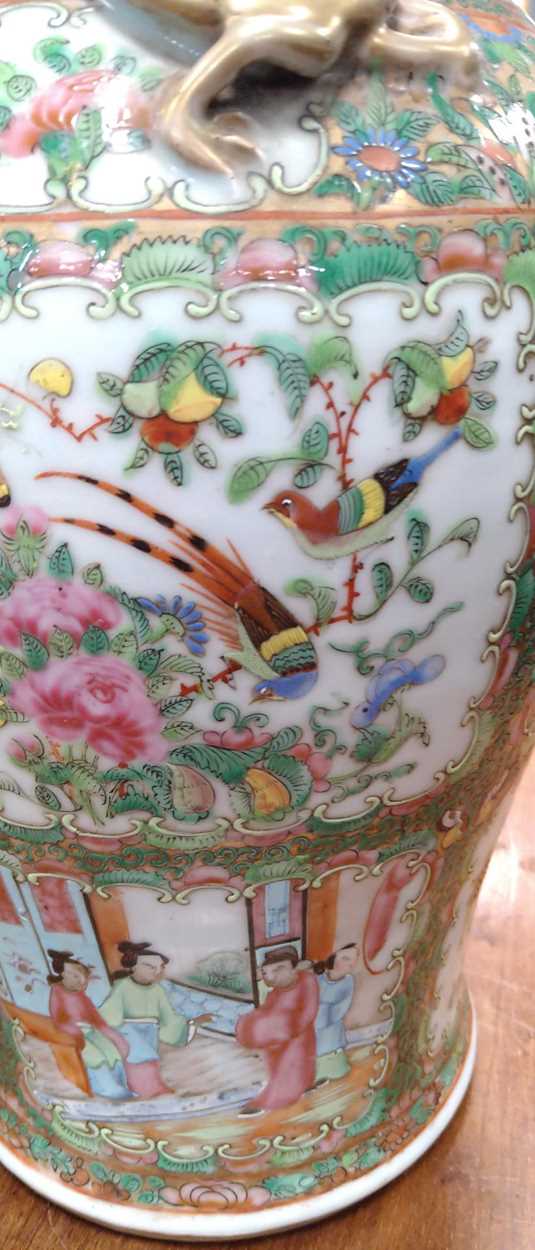A Chinese Cantonese famille rose vase and cover, - Image 5 of 17