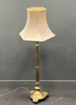 A late Victorian brass standard lamp 157cm high total