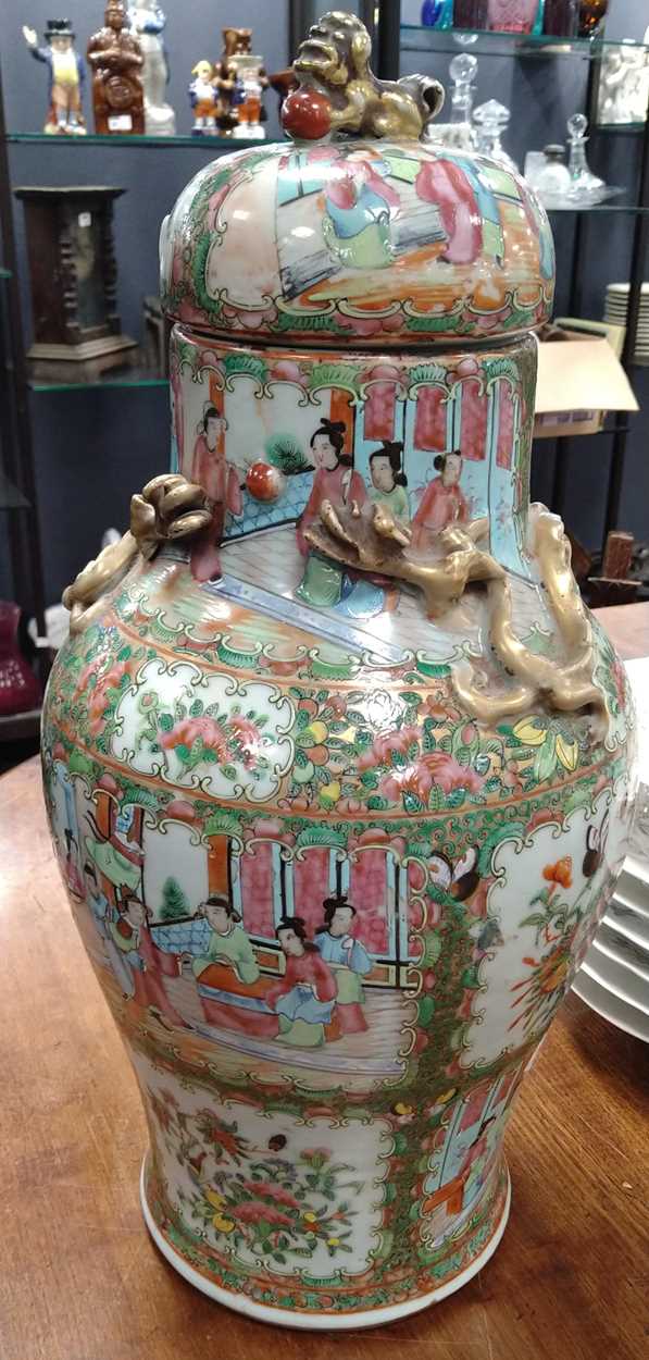 A Chinese Cantonese famille rose vase and cover, - Image 13 of 17