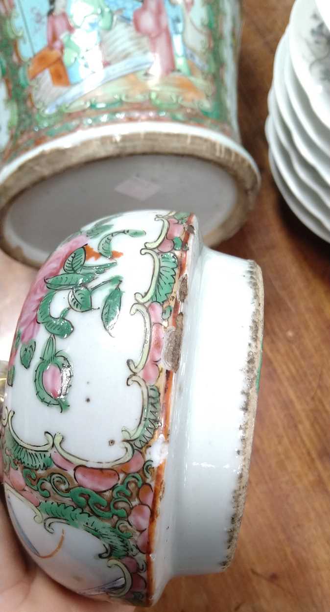 A Chinese Cantonese famille rose vase and cover, - Image 8 of 17