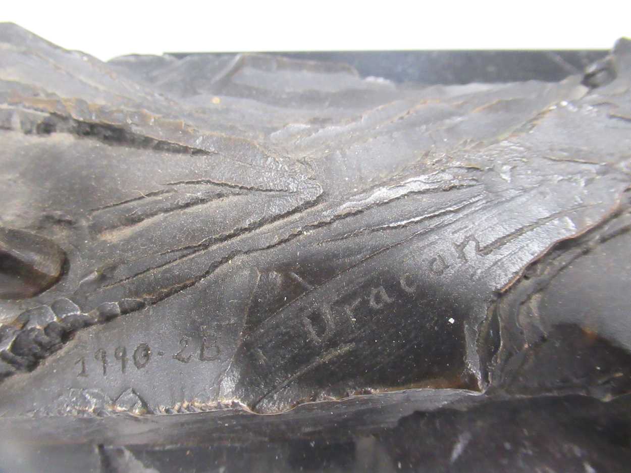 A modern bronze model race horse marked 'Uracan 1990-2B' on broken marble base; another of a rearing - Image 4 of 5