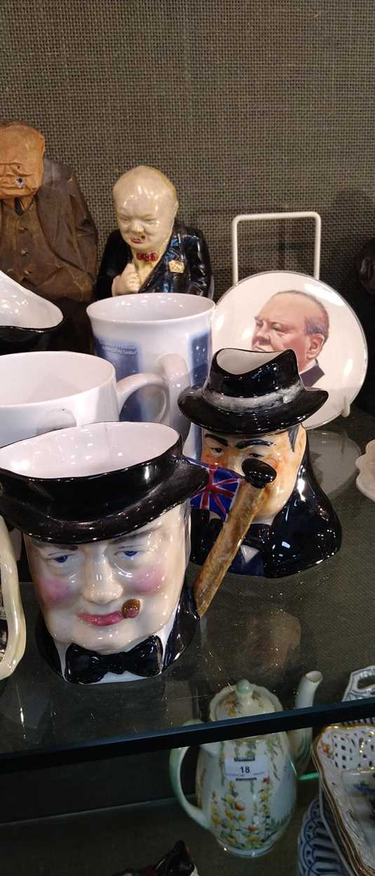 A mixed collection of Winston Churchill commemorative wares including model jugs, composition - Image 8 of 16