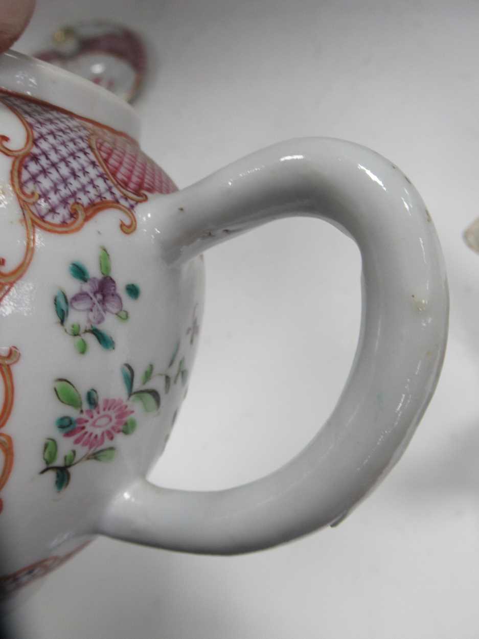 An 18th century pearlware teapot and another Chinese teapot, 18cm high (2) please see further - Image 2 of 19