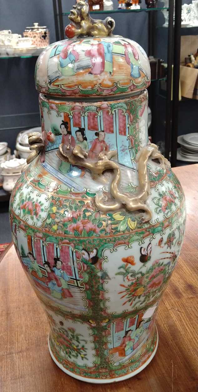 A Chinese Cantonese famille rose vase and cover, - Image 15 of 17