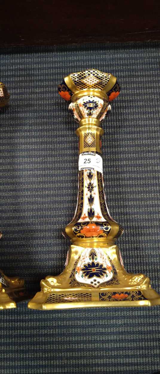 A pair of Royal Crown Derby 1128 pattern candlesticks, 27cm high (2) please see additional images, - Image 12 of 17