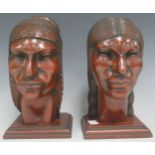 Mid 20th Century South American Hardwood Busts