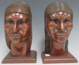 Mid 20th Century South American Hardwood Busts
