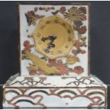 A Japanese pottery mantle clock 19cm high