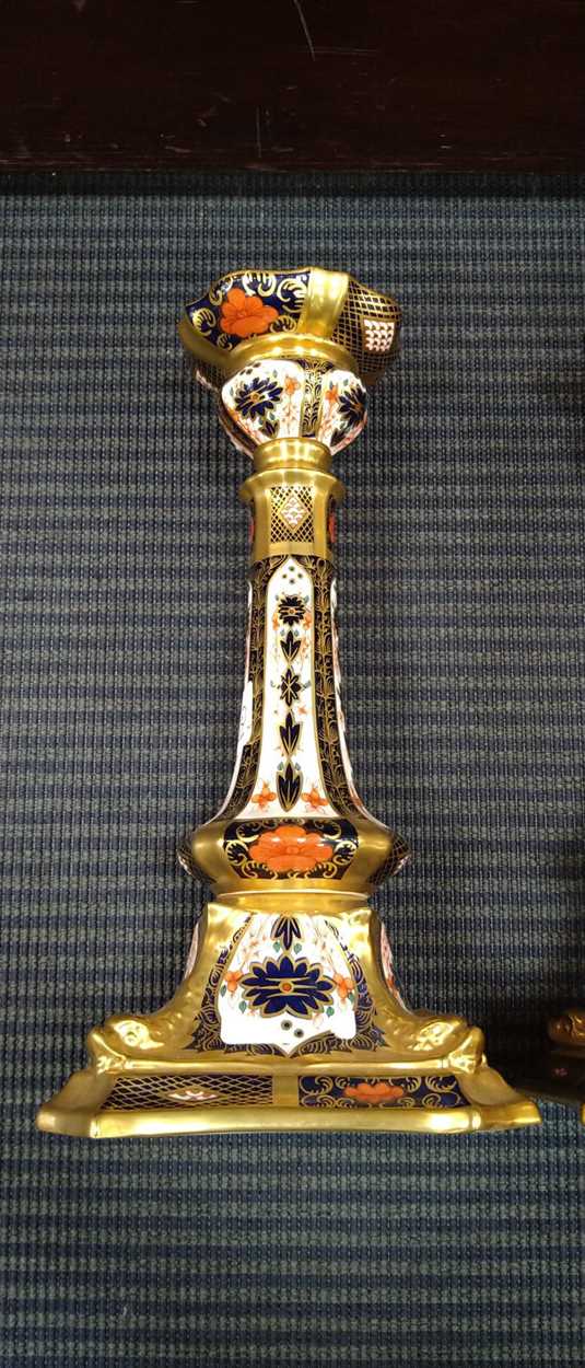 A pair of Royal Crown Derby 1128 pattern candlesticks, 27cm high (2) please see additional images, - Image 14 of 17