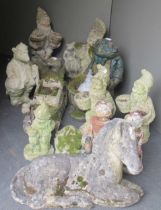 Garden ornaments - gnomes, novelty animals including a toad planter, etc