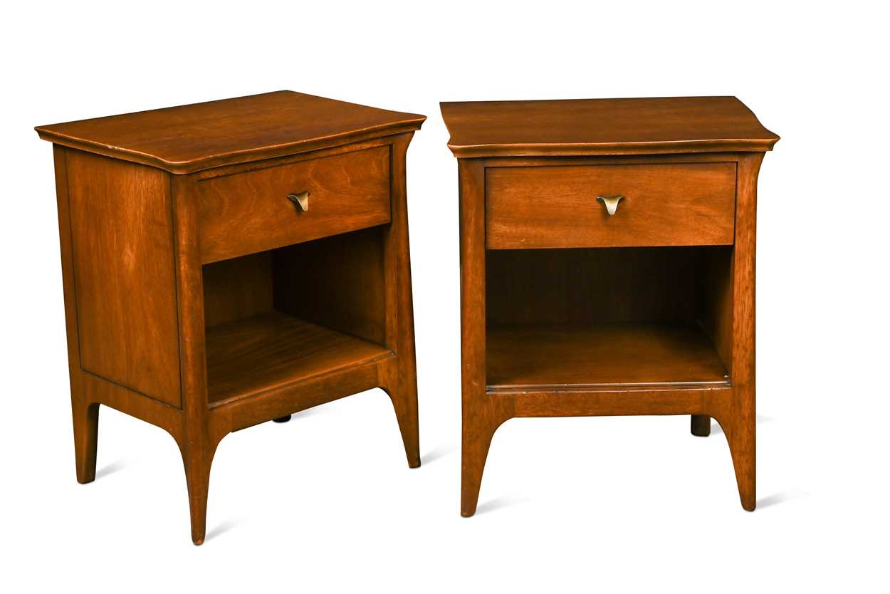 John Van Koert for Drexel, a pair of mahogany bedsides,