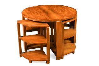 An Art Deco walnut nest of tables,
