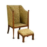 In the manner of Walter Frederick Cave (1863-1939), an Arts & Crafts high-back chair,