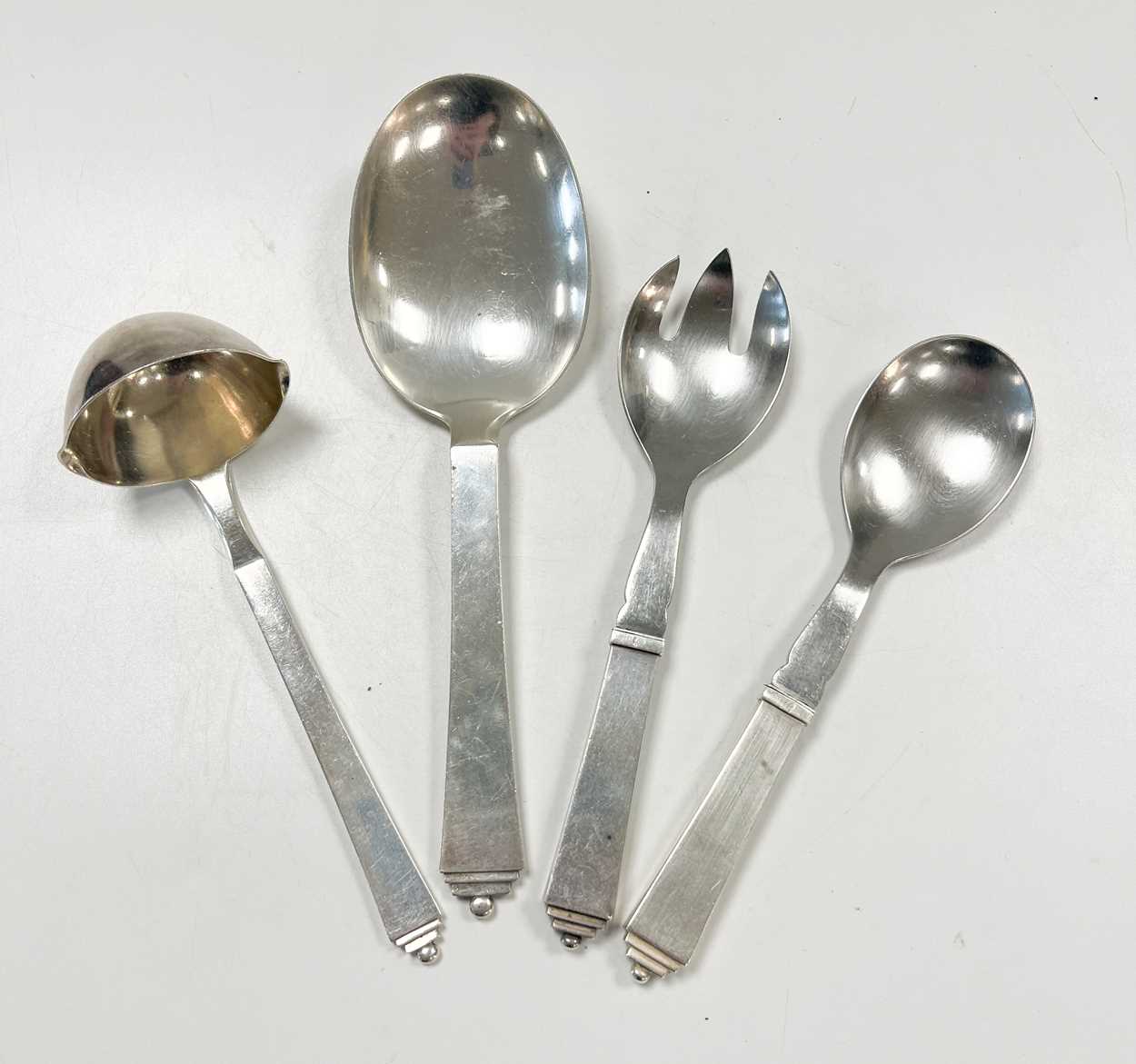 Harold Nielsen for Georg Jensen, a composed Danish metalwares Pyramid pattern flatware service, - Image 3 of 12