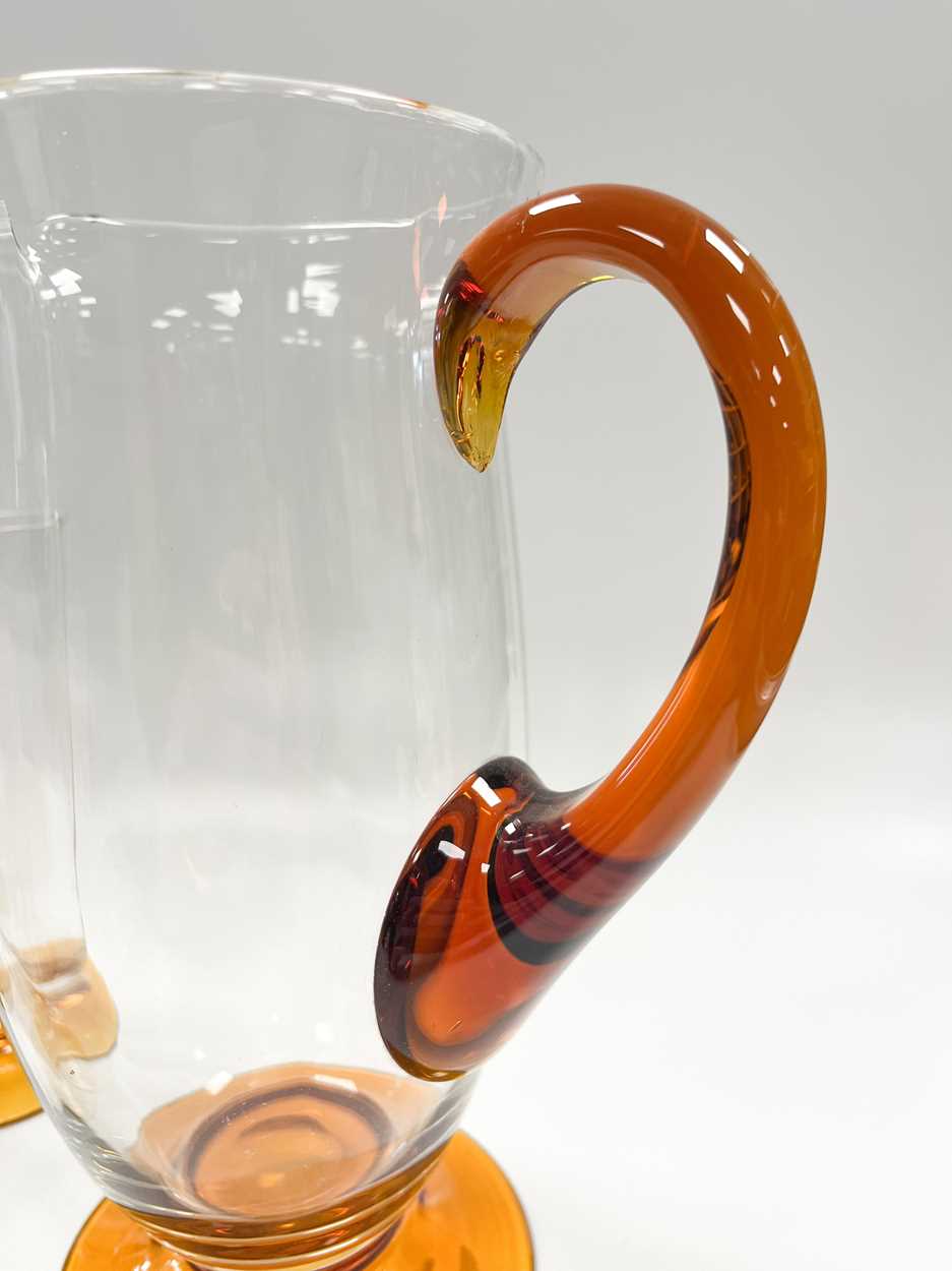 A clear and amber glass lemonade set, possibly Whitefriars, - Image 3 of 7