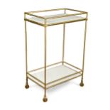 A contemporary faux bamboo gilt metal and marble drinks trolley,
