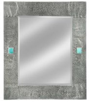 An Arts & Crafts pewter framed wall mirror,