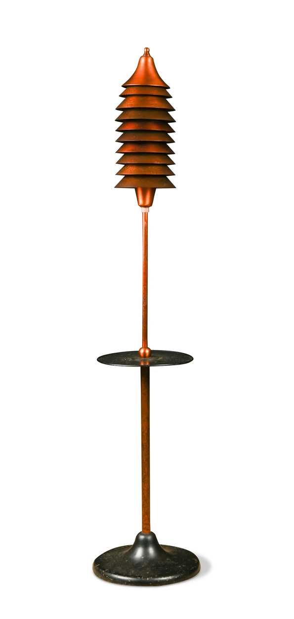 After Raymond McGrath (1903-1977), an unusual copper standard lamp,