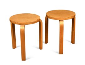 Alvo Aalto for Finmar, a pair of model 60 stools, designed 1933,