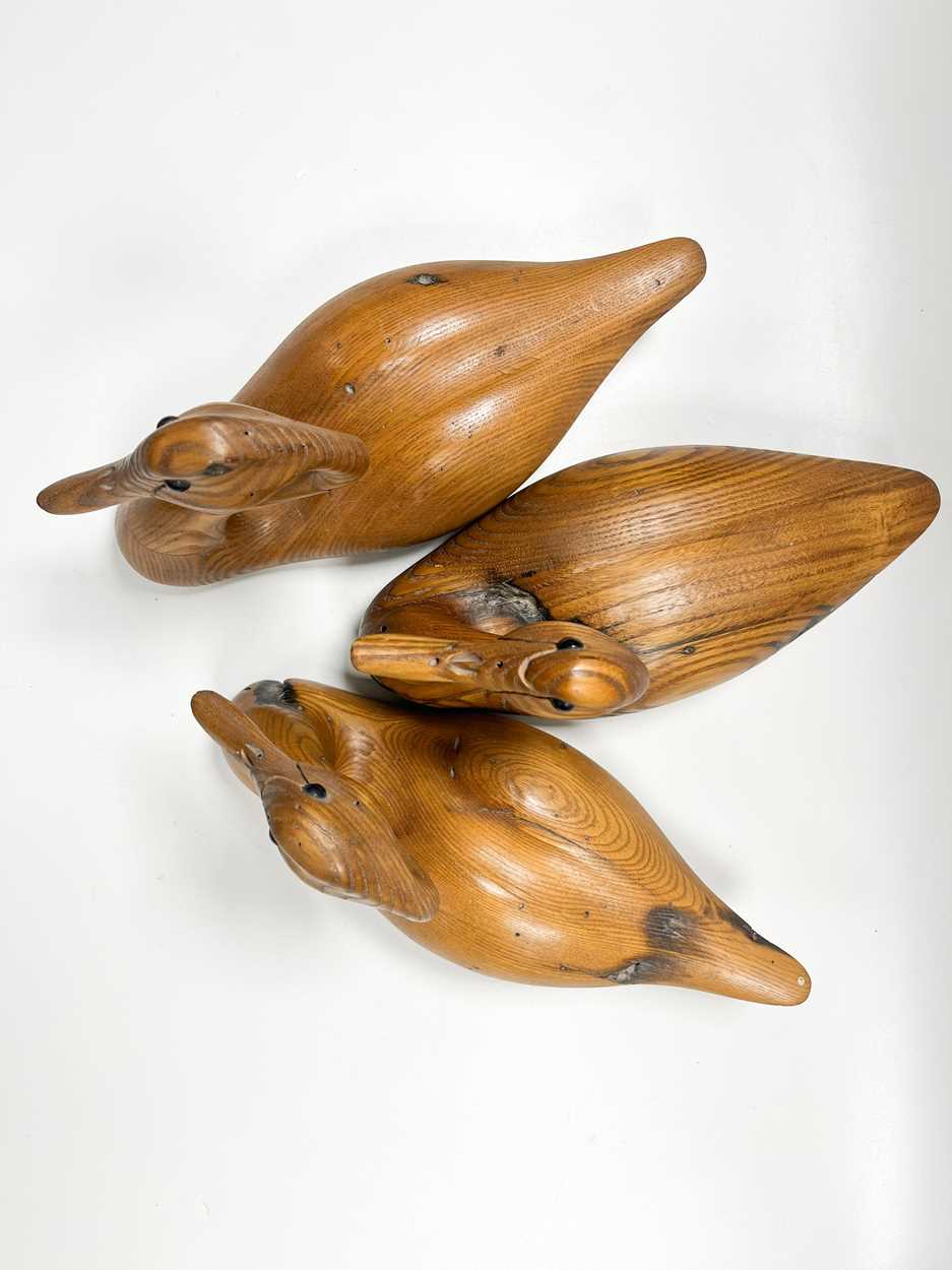 § Andy Pouch (Contemporary), four carved 'wormy chestnut' model swans, - Image 6 of 16
