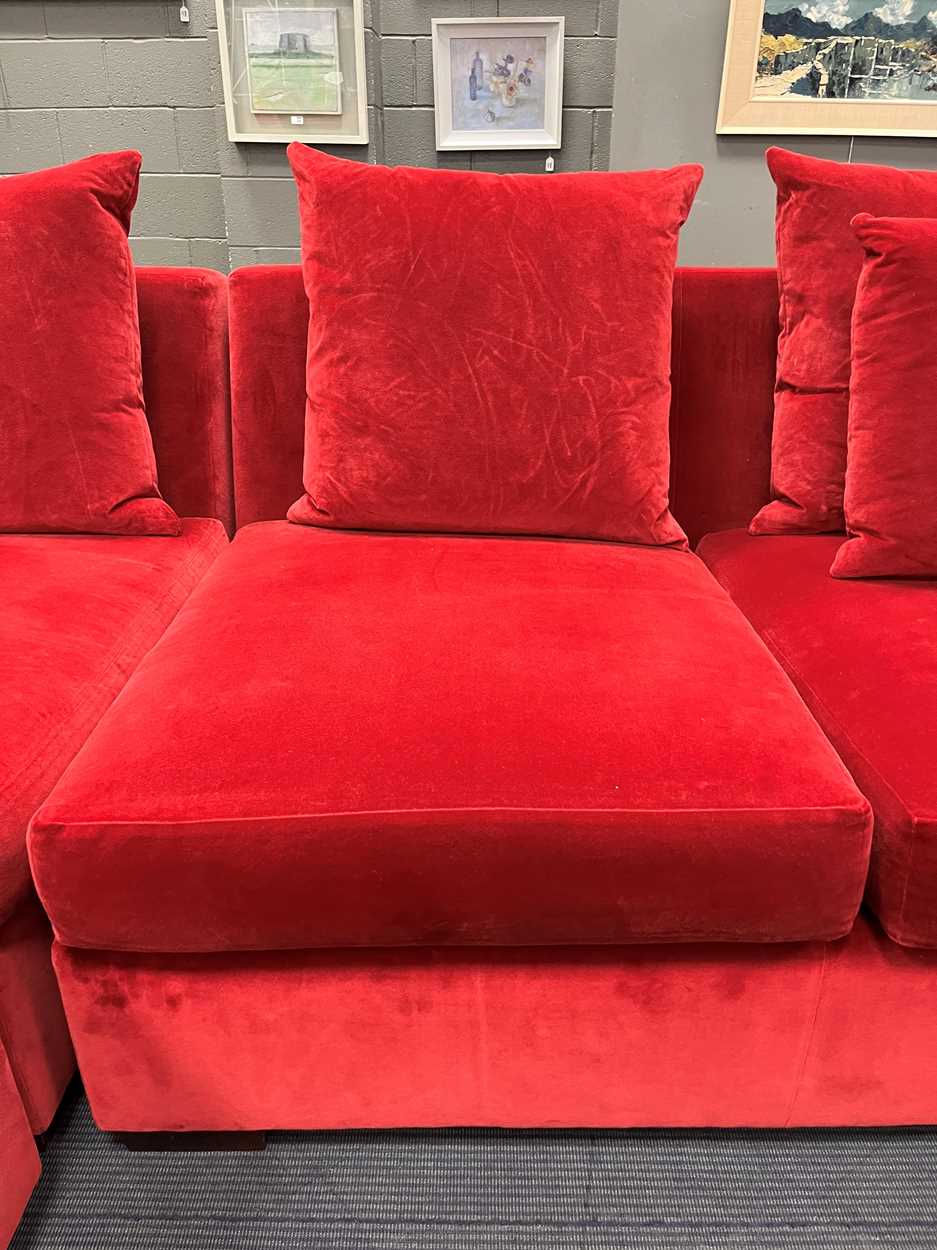 Ralph Lauren Home, a large red upholstered modular corner sofa, - Image 5 of 7
