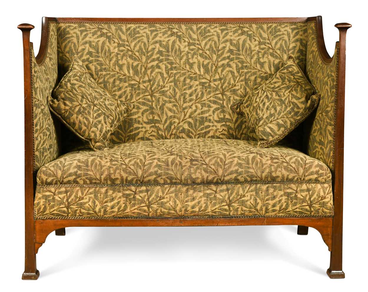 In the manner of Walter Frederick Cave (1863-1939), an Arts & Crafts high-back settee,